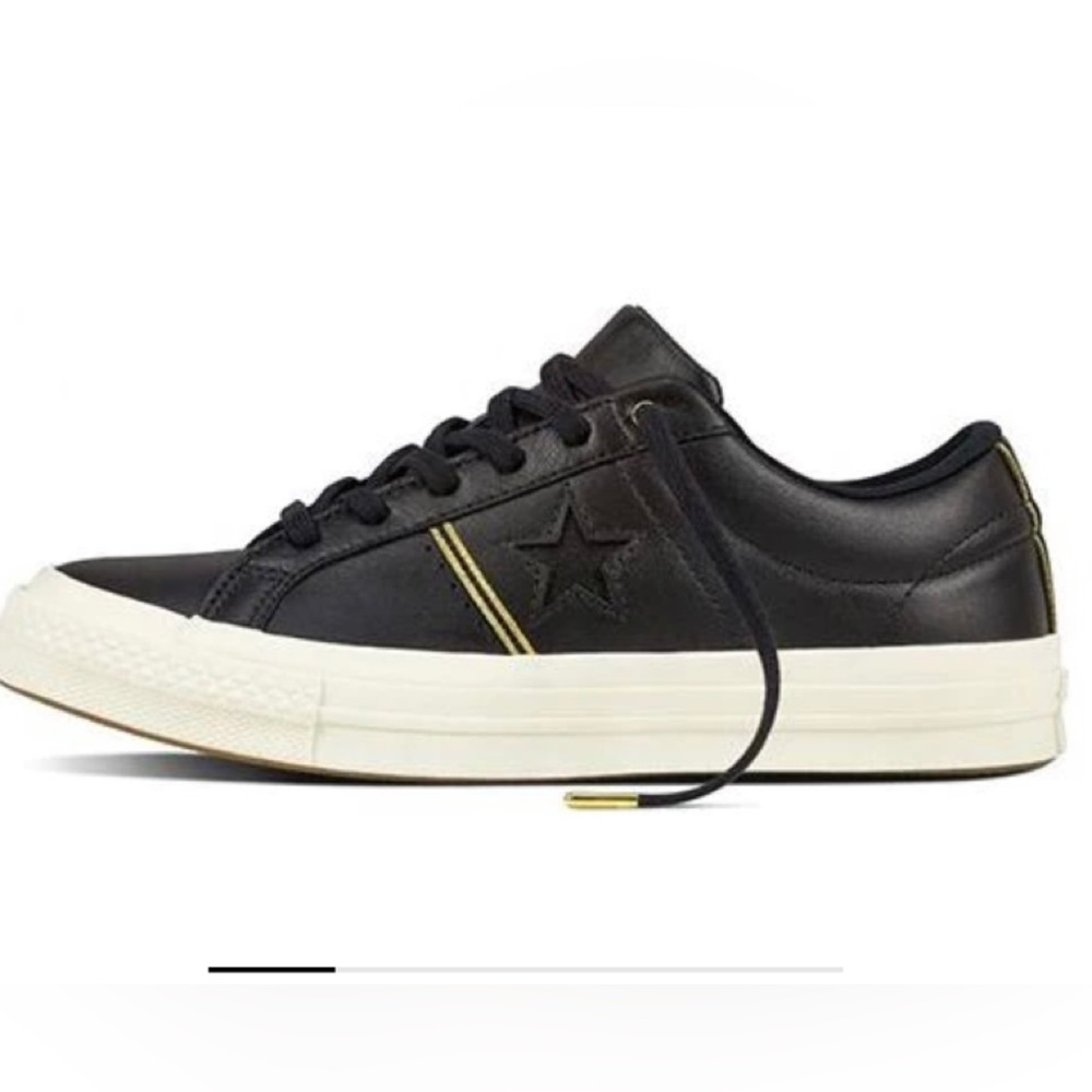 Converse One Star Ox Shoes Black/White Leather, Women’s Size 5, Men’s Size 3